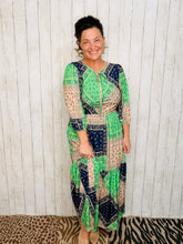 Mallory Green & Navy Patchwork Dress