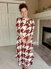 Power On The Day Dress-Brown Houndstooth