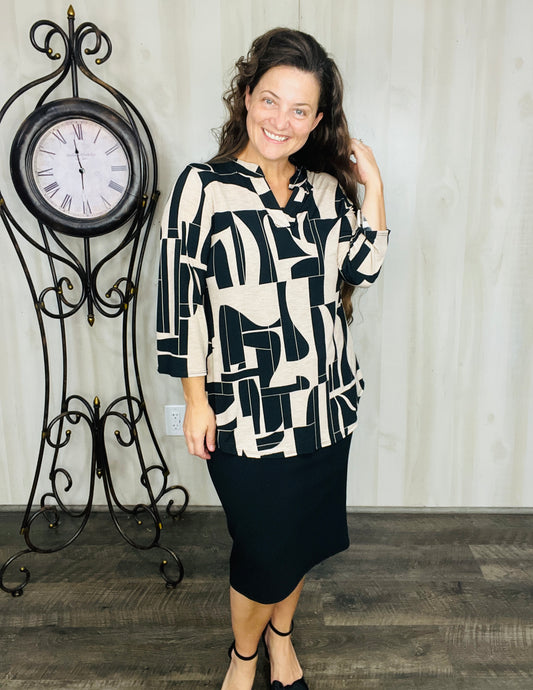 Valarie Black & Taupe Top