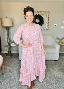 Michella High Low Dress-Peachy Pink Floral