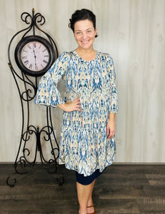 Feminine & Fabulous Navy and Sage Tunic