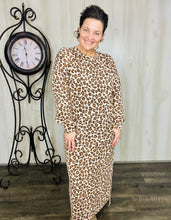 Sophia Sweatshirt Dress-Brown Leopard Print