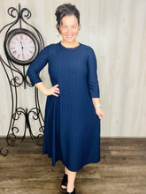 Brenda Honeycomb Dress-Navy