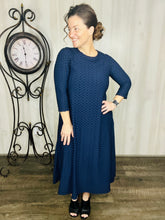 Brenda Honeycomb Dress-Navy