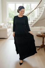 Misty Ruffle Tiered Dress-Black