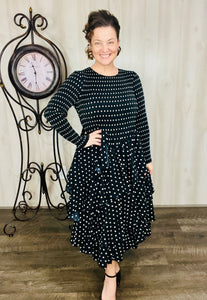 Georgia Polkadot Dress- Pink, Olive, or Black