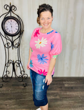 Pink Floral Textured Top