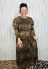 Animal Print & Sequins Belted Dress