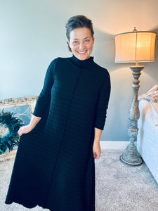Jaqueline Vintage & Textured Dress- Black