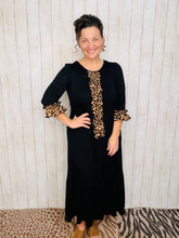 Janice Black Dress With Leopard Ruffles