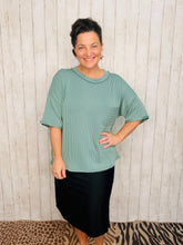 Ribbed Oversized Top-Jade