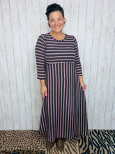 Everyday Style Dress- Brown & Pink Stripes