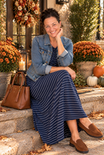 Missy Striped Dress- Navy