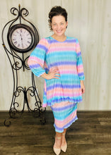 Samantha Ruffle High-Low Tunic- Pink & Blue