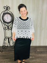 Hook Flower Hollowed Out Fashion Top: Beige or White