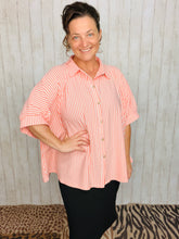 Rylee Coral & White Striped Top