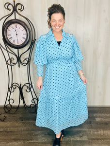 Vintage & Polkadot Dress- Blue or Mauve