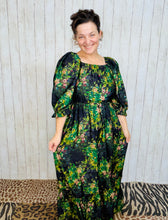 Lovely In Black & Floral- Modest Square Neckline Dress