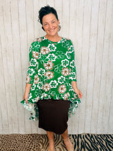 Dramatic High-Low Tunic -Green Floral
