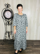 Rena Charcoal & Ditsy Floral Print Dress