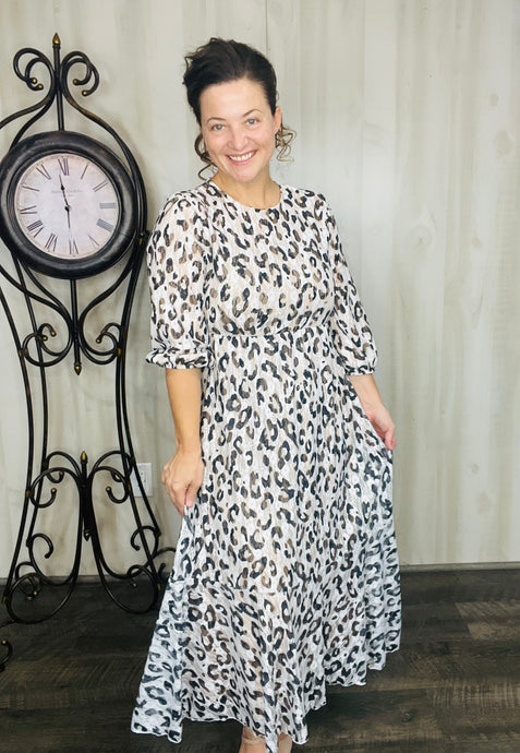 Leopard & Tan Mesh Overlay Dress