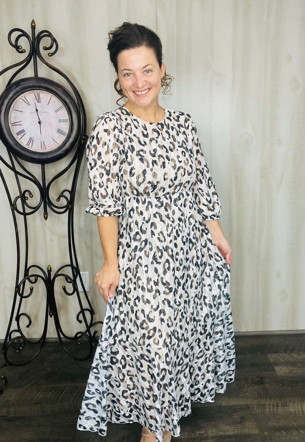 Leopard & Tan Mesh Overlay Dress