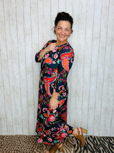 Brenda Navy & Paisley With Ruffle Dress