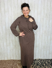 Cozy On Up Ribbed Lounge Dress- Chocolate
