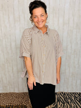 Rylee Mocha & White Striped Top