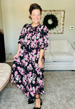 Power On The Day Dress- Black & Pink Floral