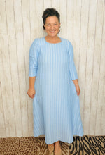 Hannah Square Neck Textured Midi Dress- Powder Blue