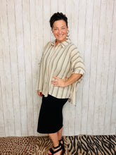 Rylee Taupe & Grey Striped Top