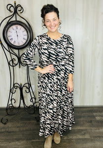 Tonya Marie Tiered Dress-Tiger Print