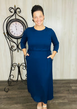 Ribbed Lounge Dress- Navy