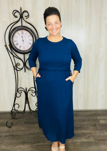 Ribbed Lounge Dress- Navy