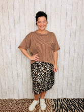 Ribbed Oversized Top- Brown