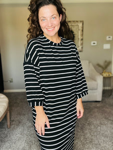 Comfy & Cute Black Striped Dress