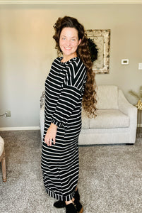 Comfy & Cute Black Striped Dress
