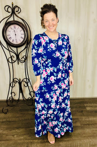 Sarah Navy & Roses Dress