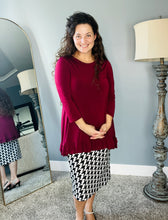 Maggie Double Ruffle High-Low Tunic-Burgundy