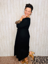 Janice Black Dress With Leopard Ruffles