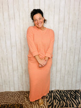 Marissa Ribbed Skirt- Peach Stripe