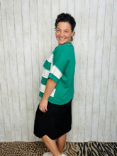 French Terry Striped Top- Kelly Green