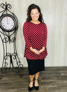Marissa Burgundy Polkadot Tunic