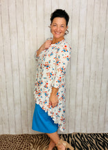 Dramatic High-Low Tunic -Small Floral Print