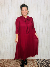 Brenda Bow & Ruffle Burgundy & Gold Dress