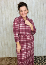 Adorable In Plaid Lounge Dress-Burgundy Plaid