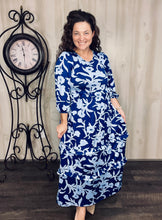 Amanda Royal Blue & Floral Ruffle Dress