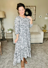 Michella High Low Dress-Black & White Paisley