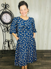 Mandy Animal Print & Bow Dress- Navy